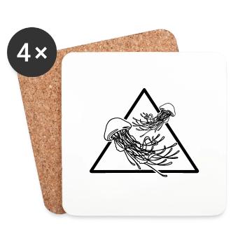 Beautiful jellyfish design in black / white - Coasters (set of 4) - white - Front