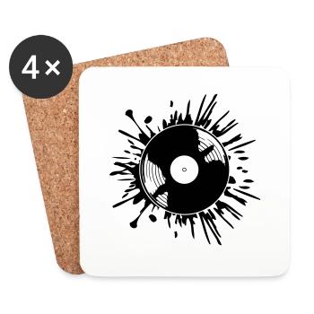 Gouttes de taches de couleur de disque vinyle - Dessous de verre (lot de 4) - blanc - Devant