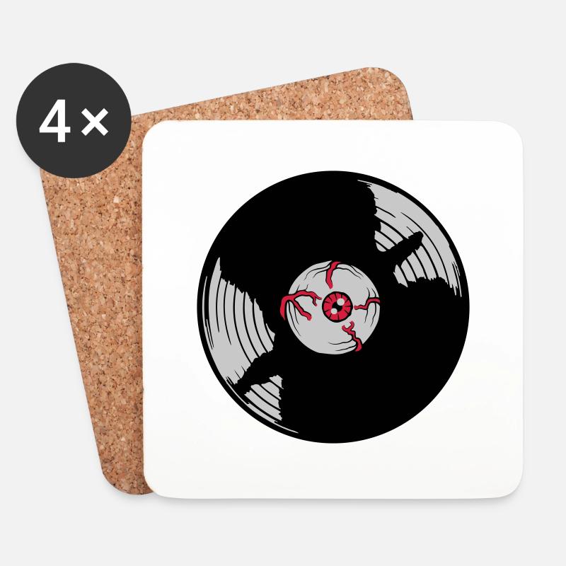 Horror Auge Vinyl Schallplatte - Untersetzer (4er-Set) - Weiß