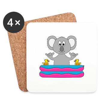 KOALA - PLANSCHBECKEN - POOL - SHAKA - TIER - Untersetzer (4er-Set) - Weiß - Vorne