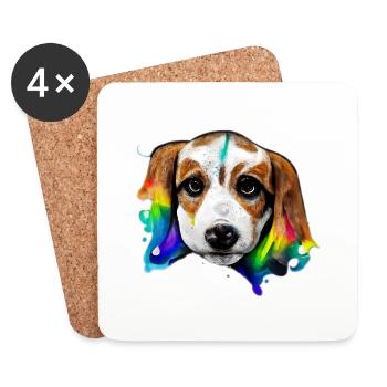 Beagle in Farbe - Untersetzer (4er-Set) - Weiß - Vorne