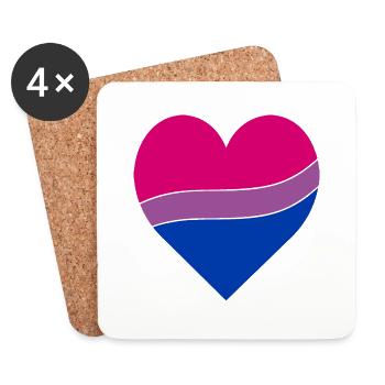 Bisexual Herz | Pride - Untersetzer (4er-Set) - Weiß - Vorne