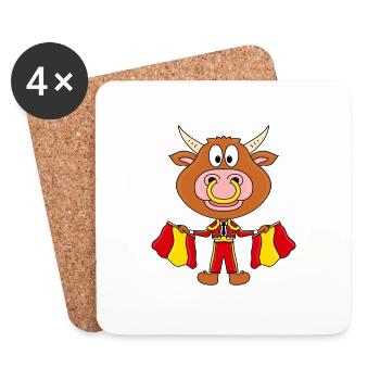 STIER - BULLE - KUH - TORERO - STIERKÄMPFER - Untersetzer (4er-Set) - Weiß - Vorne