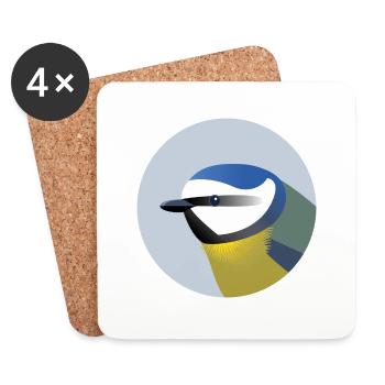 Blue Bird Portrait / Illustration - Coasters (set of 4) - white - Front