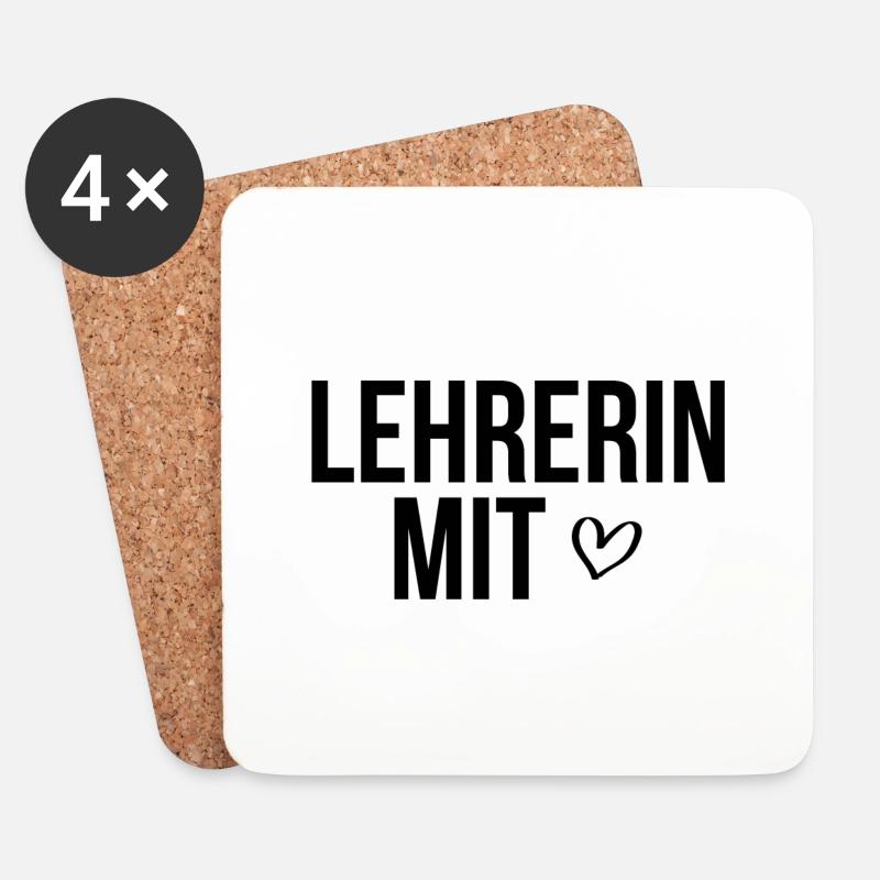 Lehrerin mit Herz - Untersetzer (4er-Set) - Weiß