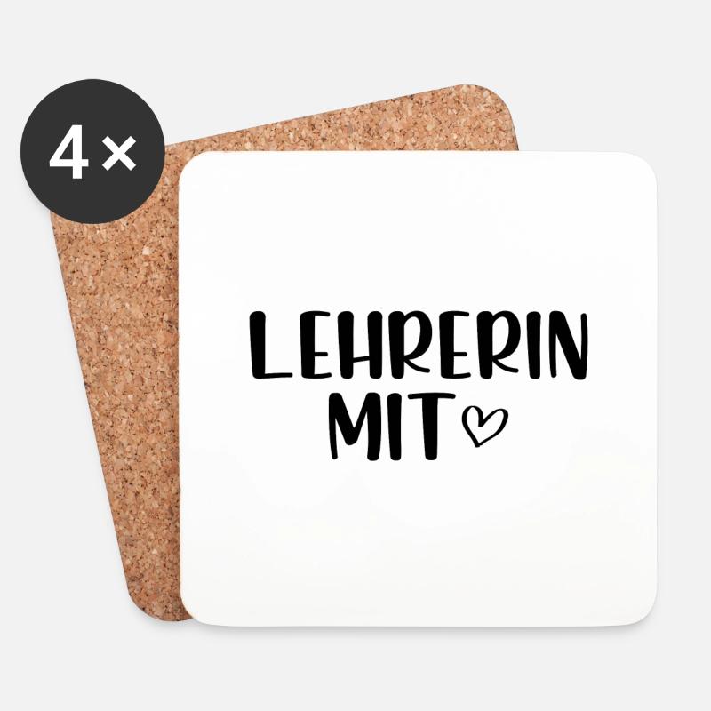 Lehrerin mit Herz - Untersetzer (4er-Set) - Weiß