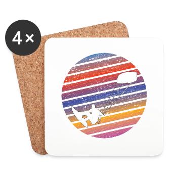 Kitesurfer Surf Cadeau Planche à voile Windsurfer - Dessous de verre (lot de 4) - blanc - Devant