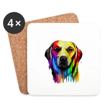 Labrador Retriever Design en couleur - Dessous de verre (lot de 4) - blanc - Devant