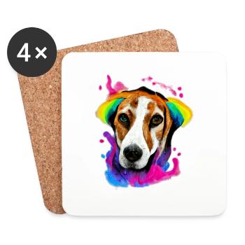 American Foxhound Design in Farbe - Untersetzer (4er-Set) - Weiß - Vorne
