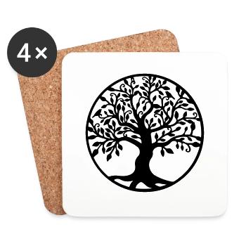 Arbre de Vie - Dessous de verre (lot de 4) - blanc - Devant