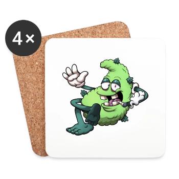 Caractère de bourgeon effrayant Fumer un joint - Dessous de verre (lot de 4) - blanc - Devant