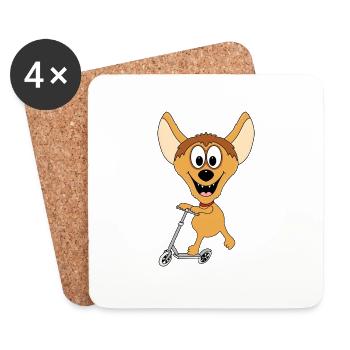 HYÄNE - ROLLER - TIER - TIERISCH - KINDER - BABY - Untersetzer (4er-Set) - Weiß - Vorne