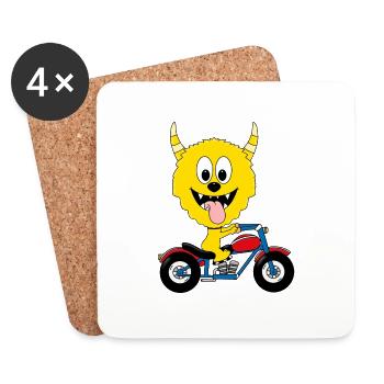 MONSTER - MOTORRAD - BIKER - TIER - TIERISCH - Untersetzer (4er-Set) - Weiß - Vorne