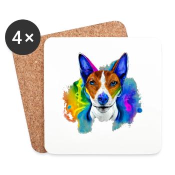 Basenji design en couleur - Dessous de verre (lot de 4) - blanc - Devant