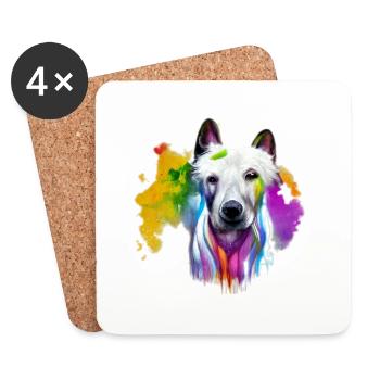 Weißer Schäferhund - Berger Blanc Design - Untersetzer (4er-Set) - Weiß - Vorne