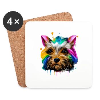 Yorkshire Terrier in color - Coasters (set of 4) - white - Front