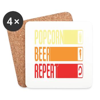 Répétition de la bière Popcorn - Dessous de verre (lot de 4) - blanc - Devant