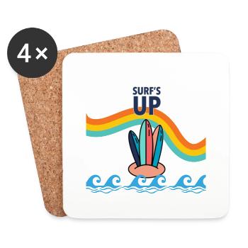 Regenbogen Surfbrett - Untersetzer (4er-Set) - Weiß - Vorne