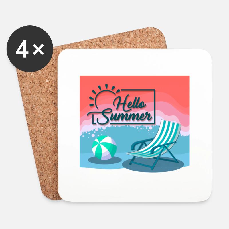 Hallo Sommer, Hallo Sommer - Untersetzer (4er-Set) - Weiß