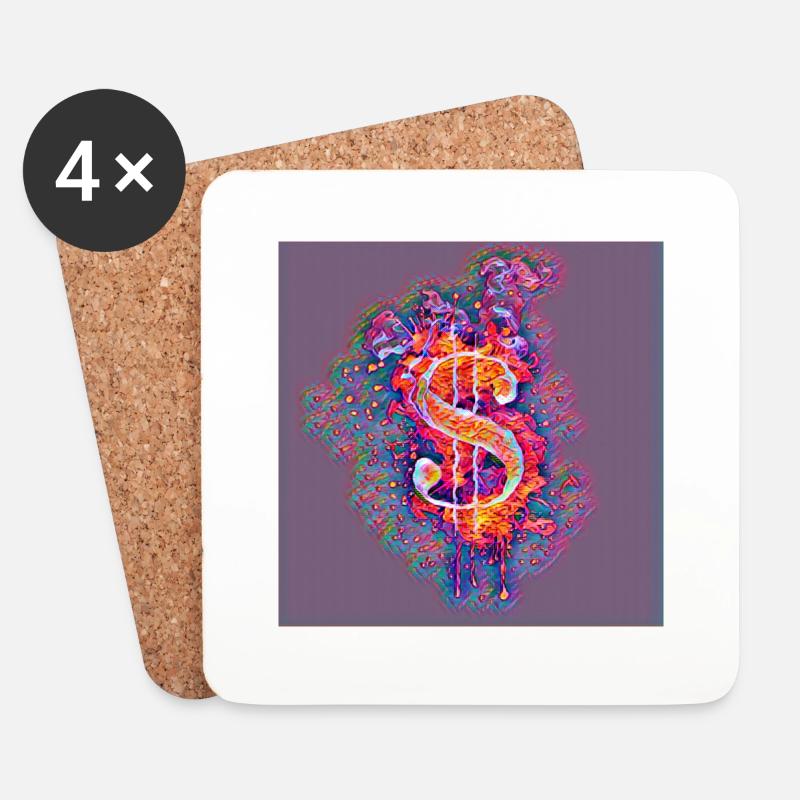 Dollar-Symbol - Untersetzer (4er-Set) - Weiß