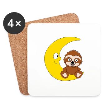 FAULTIER - MOND - TIER - TIERISCH - Untersetzer (4er-Set) - Weiß - Vorne