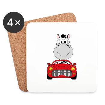 ZEBRA - AUTO - TIER - TIERISCH - Untersetzer (4er-Set) - Weiß - Vorne