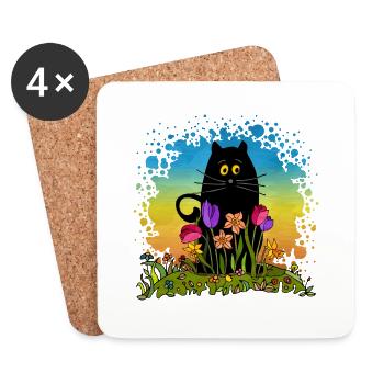Katze - Untersetzer (4er-Set) - Weiß - Vorne