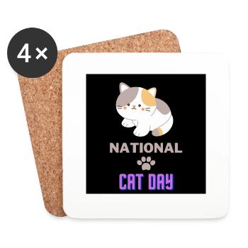 Journée nationale du chat 2022 - Dessous de verre (lot de 4) - blanc - Devant
