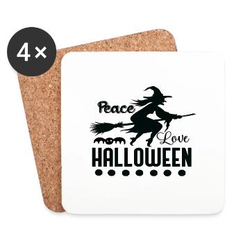 Peace Love Halloween - Untersetzer (4er-Set) - Weiß - Vorne