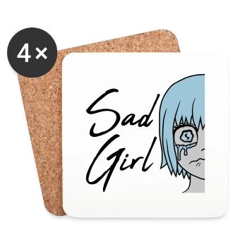 Sad Girl face crying - Coasters (set of 4) - white - Front