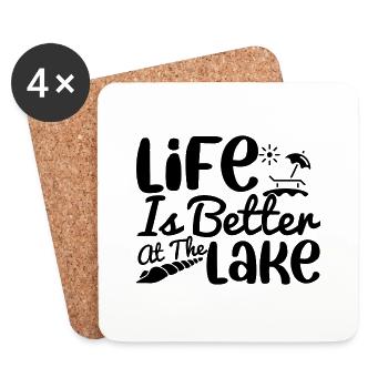 Life is better at the Lake - Coasters (set of 4) - white - Front