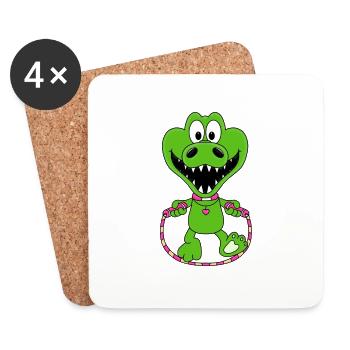 KROKODIL - SEILSPRINGEN - TIER - SPRINGSEIL - Untersetzer (4er-Set) - Weiß - Vorne