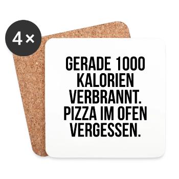 Gerade Kalorien verbrannt Pizza im Ofen vergessen - Untersetzer (4er-Set) - Weiß - Vorne