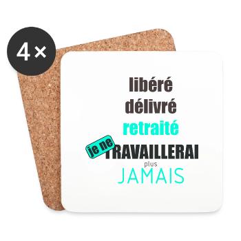 libéré délivré retraité - Dessous de verre (lot de 4) - blanc - Devant