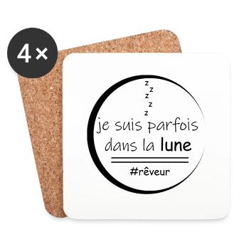 je suis parfois dans la lune - Dessous de verre (lot de 4) - blanc - Devant