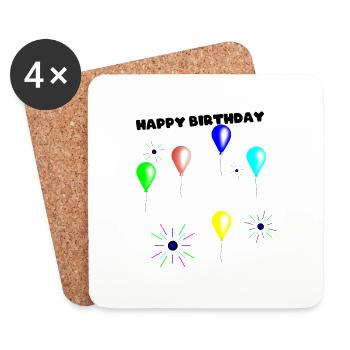 Happy birthday Balloons - Coasters (set of 4) - white - Front