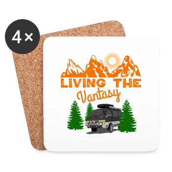 Living the Vantasy - Van Camping Camper - Untersetzer (4er-Set) - Weiß - Vorne