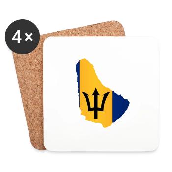 Barbados Islands In Silhouette With Flag - Coasters (set of 4) - white - Front