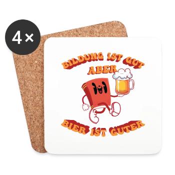Biertrinker Buch Bier Bildung - Untersetzer (4er-Set) - Weiß - Vorne
