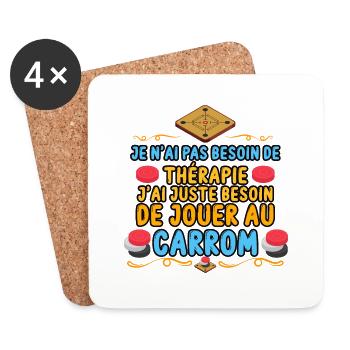 pas besoin thérapie j'ai besoin de jouer au carrom - Dessous de verre (lot de 4) - blanc - Devant