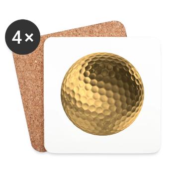 Golden Golfball 3D - Untersetzer (4er-Set) - Weiß - Vorne