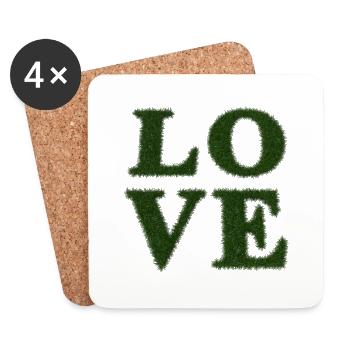 Love - Real Grass 3D - Untersetzer (4er-Set) - Weiß - Vorne