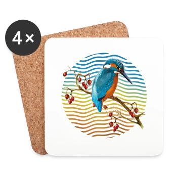 Bunter Vogel - Untersetzer (4er-Set) - Weiß - Vorne