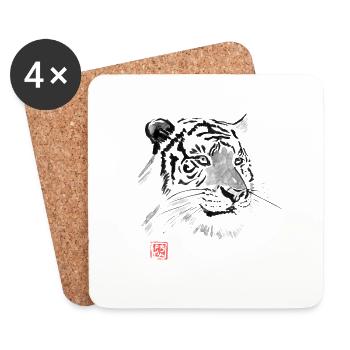 white tiger - Coasters (set of 4) - white - Front
