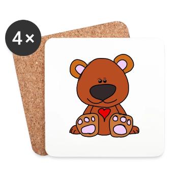 HerzBär Kuschelmotiv - Untersetzer (4er-Set) - Weiß - Vorne