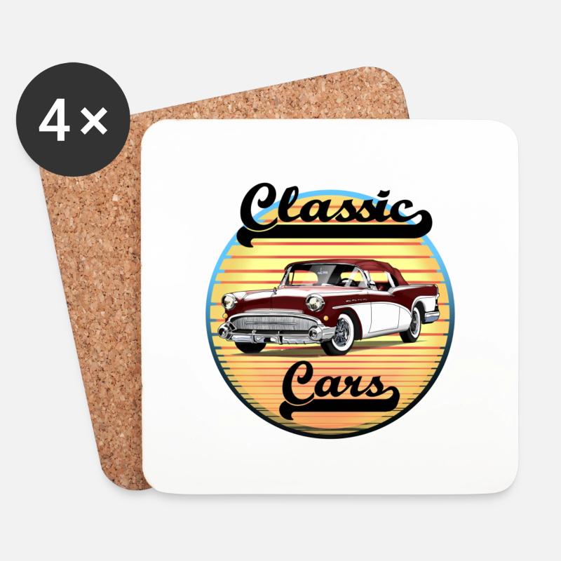 Classic Car - Untersetzer (4er-Set) - Weiß
