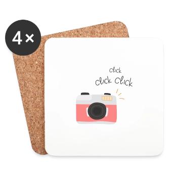 Click click click - Coasters (set of 4) - white - Front