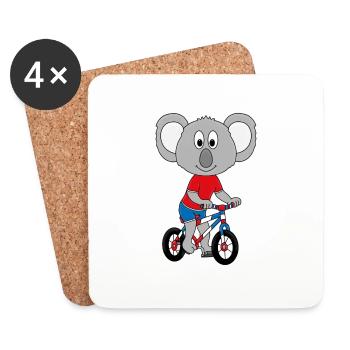 KOALA - FAHRRAD - TIER - TIERISCH - SPORT - Untersetzer (4er-Set) - Weiß - Vorne