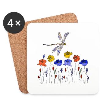 Libellule - Dessous de verre (lot de 4) - blanc - Devant