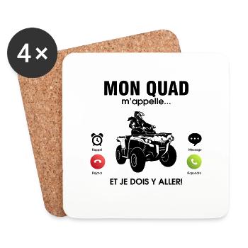 Mon Quad M'appelle humour Motard Tout Terrain - Dessous de verre (lot de 4) - blanc - Devant